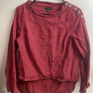 J. Crew Red and Black Plaid Blouse